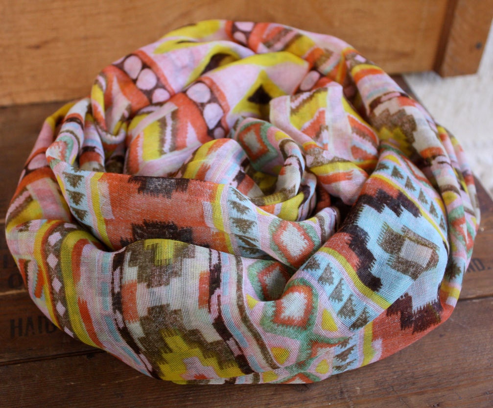 Tribal Geometric Print Boho Scarf