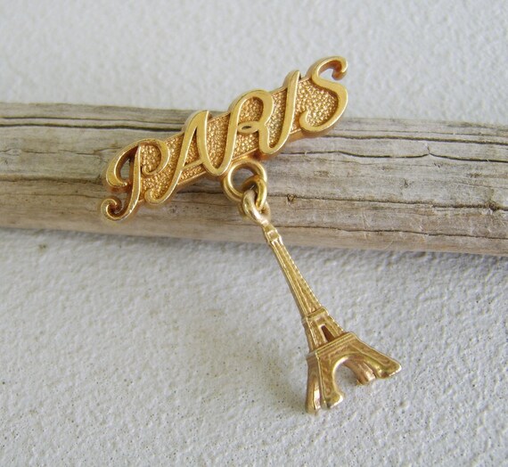Vintage Paris Eiffel Tower Brooch French Souvenir France