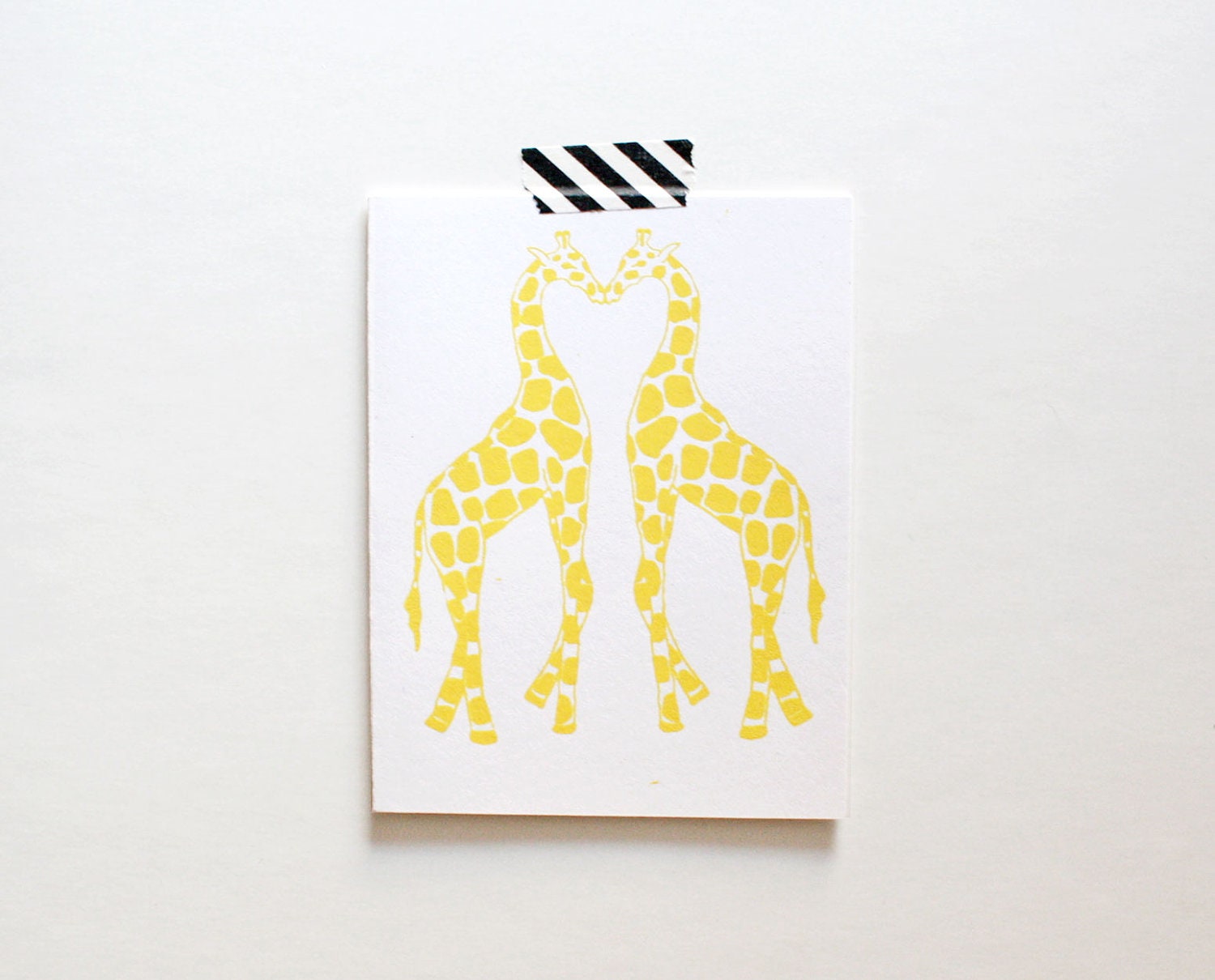 Giraffes Card, Screenprinted, Yellow or Teal
