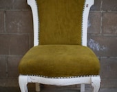 Vintage Ornate Velvet Upholstered Shabby Chic Side Chair - French
