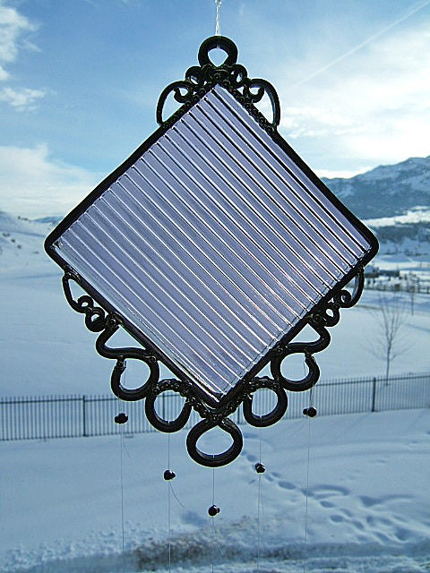 Very Old Sun-purple - Turn-of-the-Century Window Tile Upcycled into a Windchime