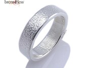 6mm Sterling Custom Fingerprint Ring with Orange Peel Texture Outside and Fingerprint Wrapped around the Inside NOT BLACKENED