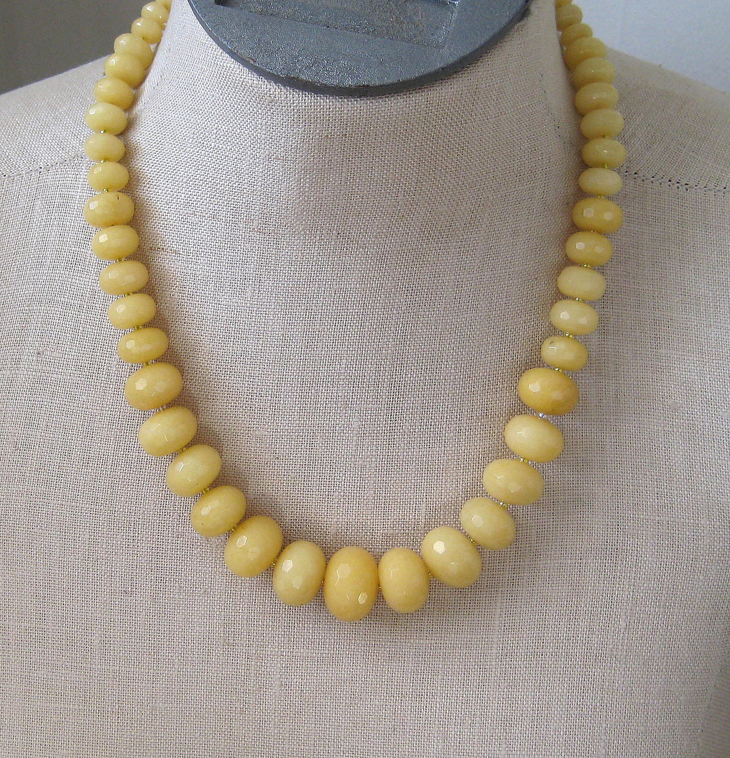 Yellow Lemon Beaded necklace Faceted Gorgeous