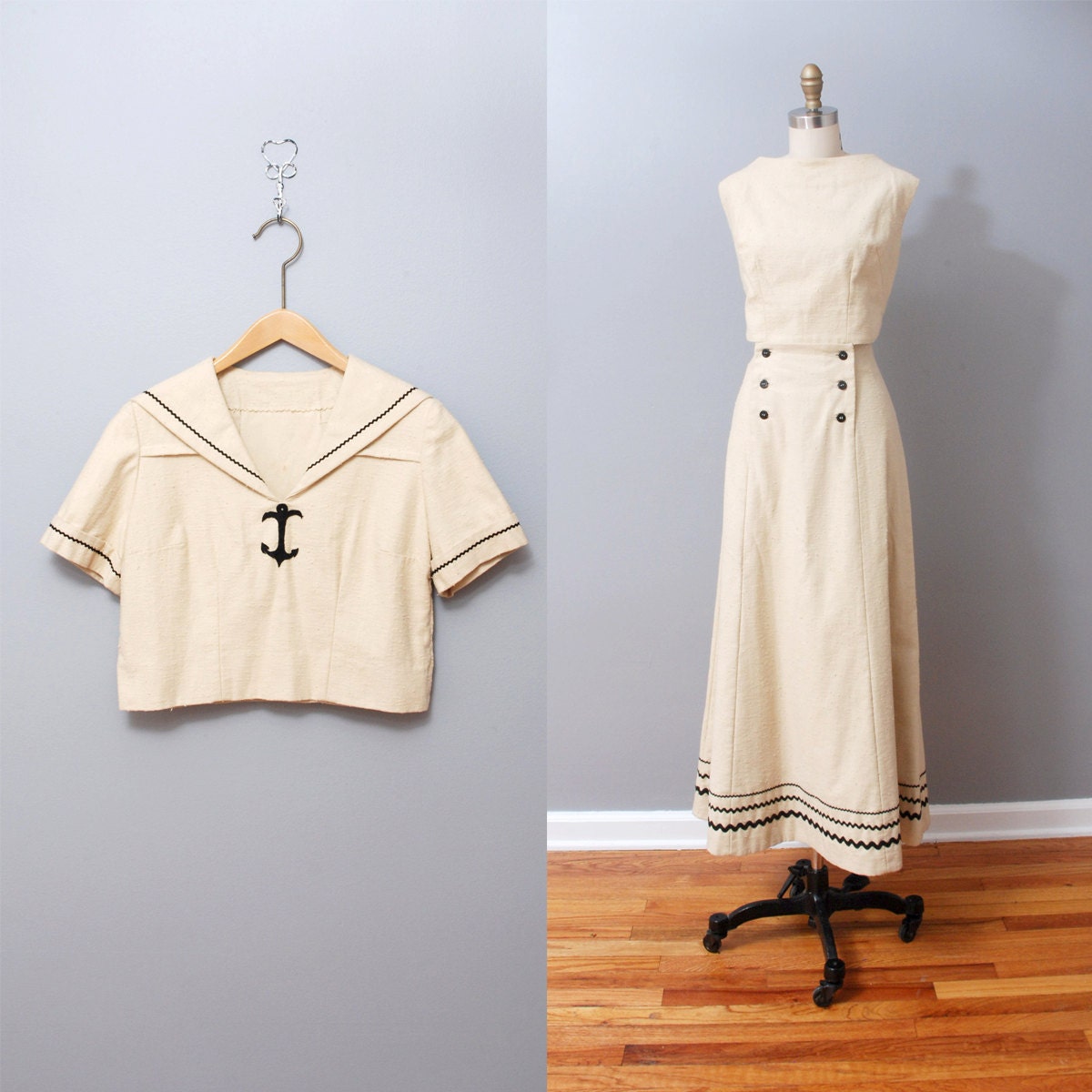 r e s e r v e d  1940s Dress Set - Sailor 3 Piece Nautical Set