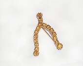 Vintage Goldtone Wishbone Pin with Rhinestones