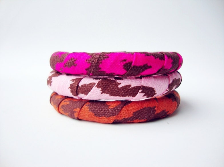 Set of 3 Bangle Bracelets in Leopard