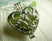 Worry Locket - peridot gemstones in heart locket sterling silver necklace