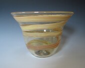 Pale Gold Blown Glass Bowl  with Tan Wrap For Decor