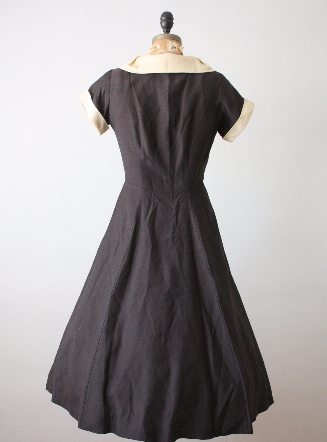 50s dress - vintage 1950s black bow dress - 50s party dress