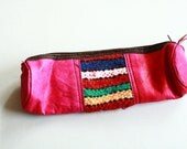 TAPESTRY //// and Leather Pencil Case or Cosmetic Bag