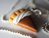 Handmade Pumpkin Pie Pendant Necklace, Miniature Food Jewelry, Polymer Clay Food Necklace