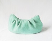 Mint Green Clutch Purse - Handmade Vegan Suede Wallet
