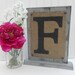 Self Standing burlap sign letter of your choice COTTAGE CHARM, monogram, rustic style