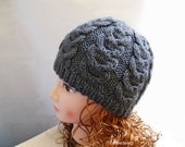 Knit hat-Pure Wool Gray Hat Beanie Gift Unisex