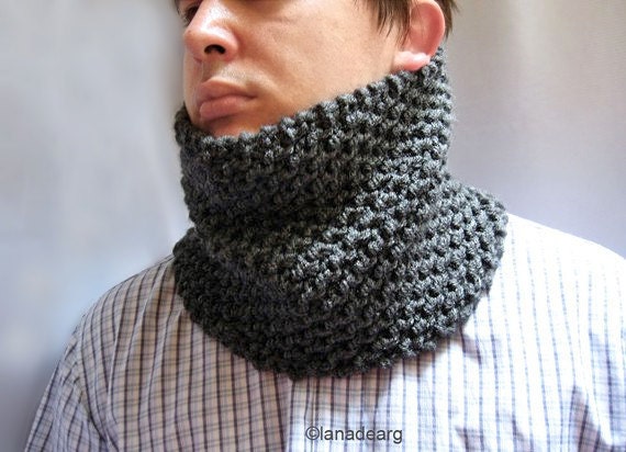 Pattern knit cowl chunky scarf neckwarmer unisex gray n 25 in PDF