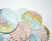 50 Scallop Circles from a Vintage Atlas Book