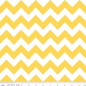 Riley Blake Fabric Yellow Medium Chevron Half yard, yardage available