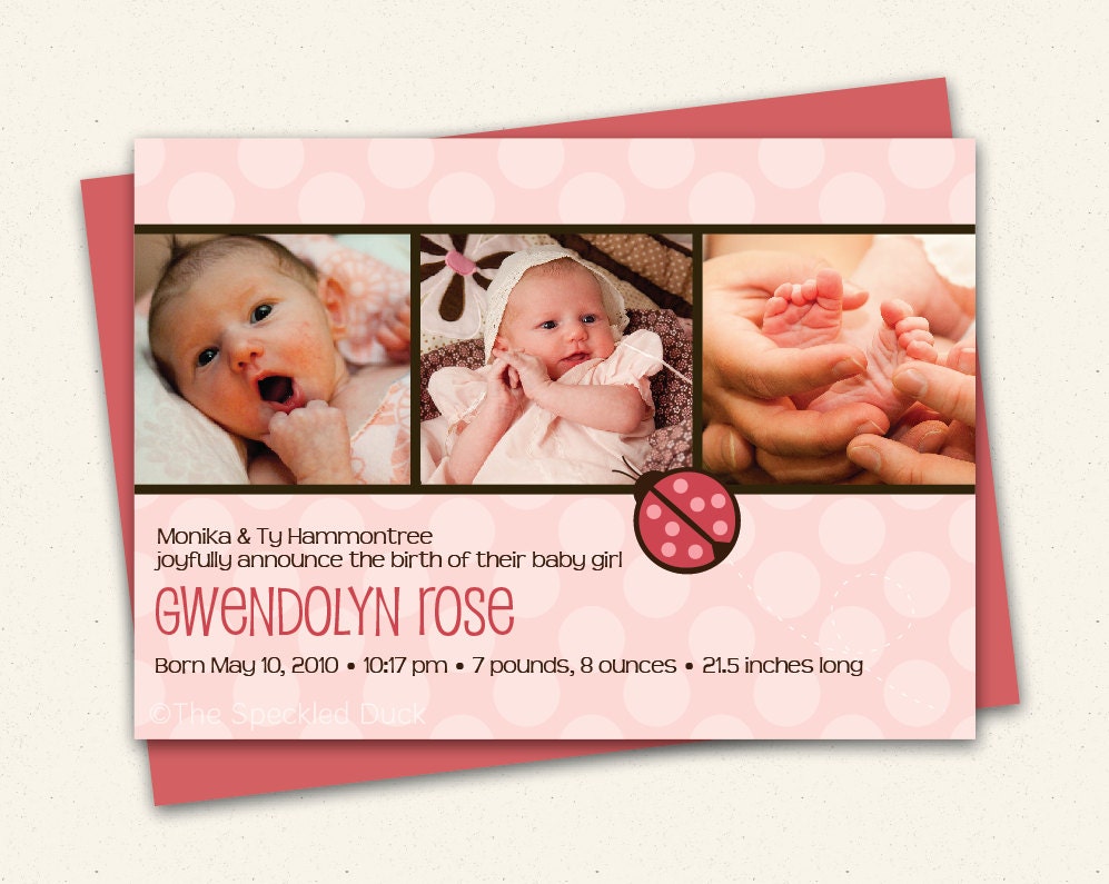 Sweet Polkadots Custom Photo Birth Announcements Il_570xn