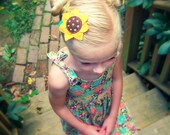 Sunflower Hair Clip, felt sunflower hair clip with beaded center - non slip - golden - large sunfower
