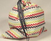 Rainbow Chevron "Sheepie Sack" - Drawstring Bag Knitting Crochet Embroidery Sewing Project WIP