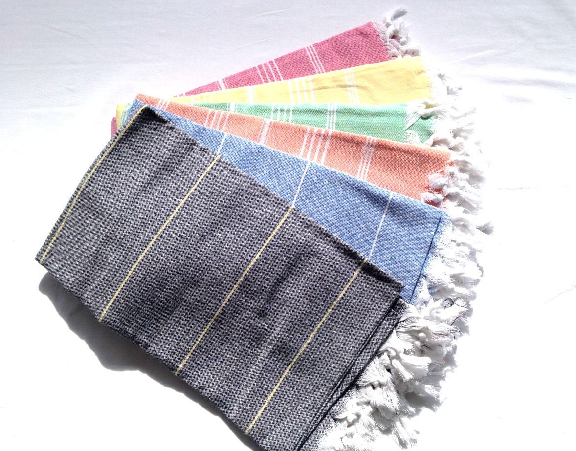 Peshtemal Turkish Towel Pink and White Stripe Tasseled Eco Friendly