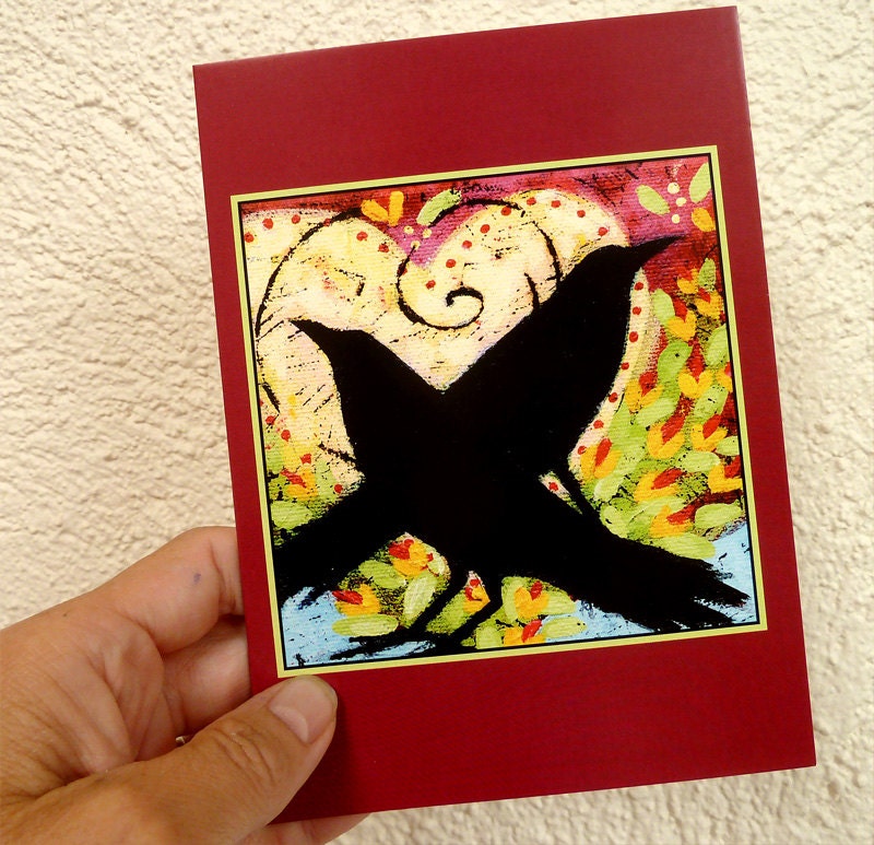 Whimsical Ravens Card