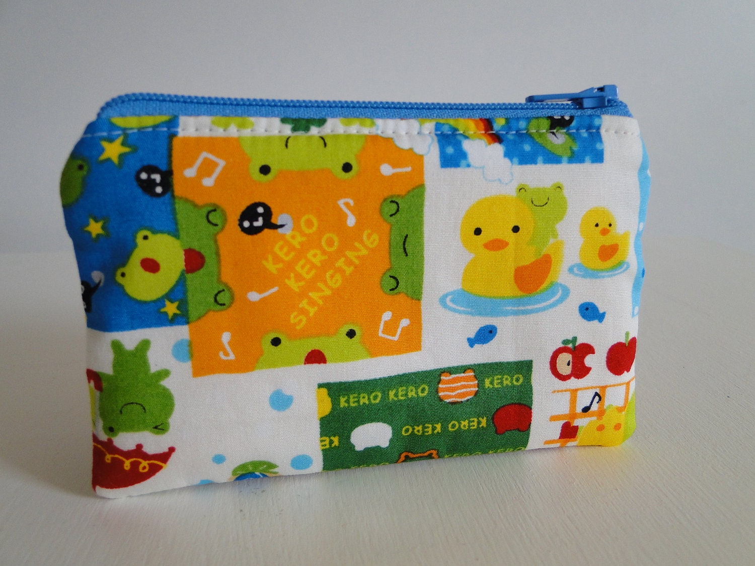 Free shipping - mini credit card - coin purse - Froggy - Japanese fabric