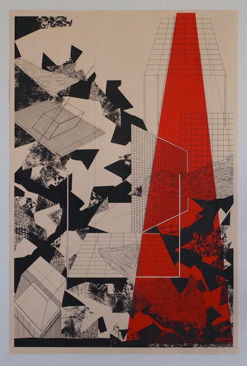 Grid landscape, silkscreen print