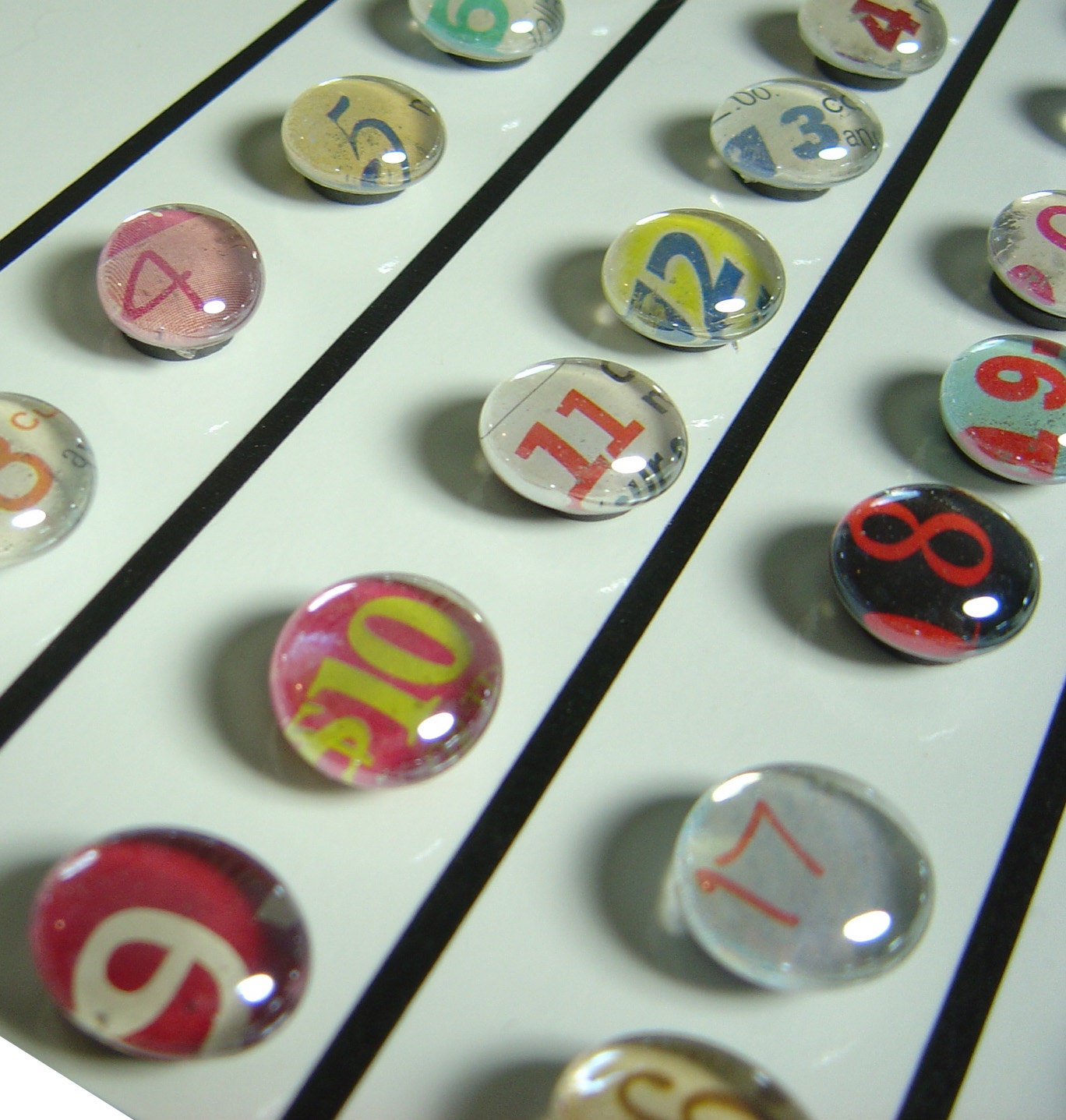 colorful calendar magnet NUMBERS - made from recycled magazines, 2013 perpetual calendar