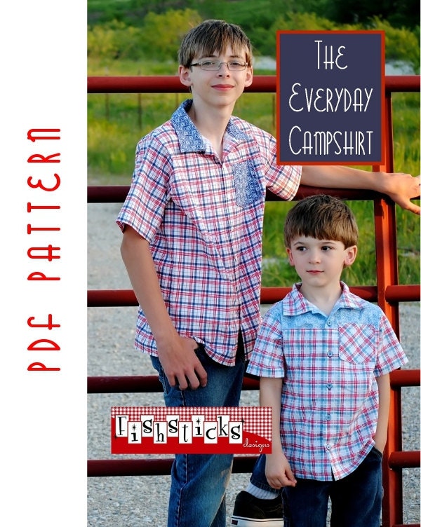 PDF Sewing Pattern:  The Everyday Camp Shirt Big Kid Sizes (Instant Download)
