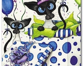 Siamese Cat Happy Birthday FuN Pet ArT -  Limited Edition ACEO Print by AmyLyn Bihrle
