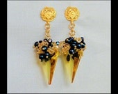 Midnight Star  - Earrings with Gorgeous Swarovski Crystal stones,pearls and Vermeil gold