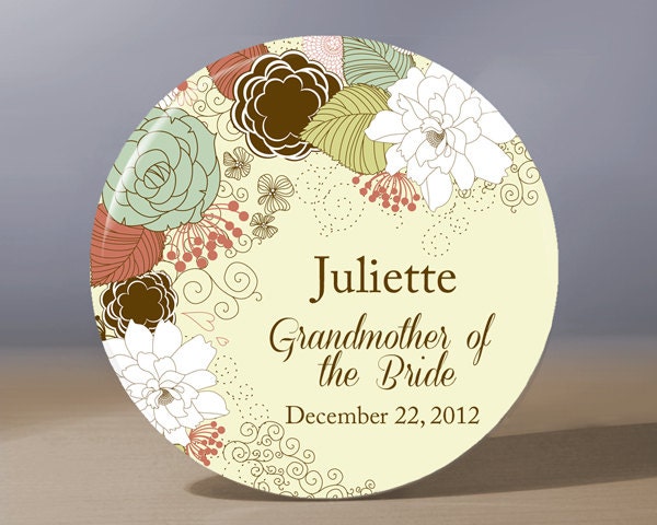 Personalized Pocket Mirror - Floral Grandmother of the Bride 3.5 inch Pocket Mirror with Gift Bag - Weddings - Grandmother of the Bride Gift