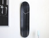 Midnight Flat Black Grey Silver Skateboard Deck Clock Mens Mancave Gift for Him