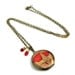 Poppy Flower Handpainted Brass Locket with Czech Glass Drops 14K Gold Wire