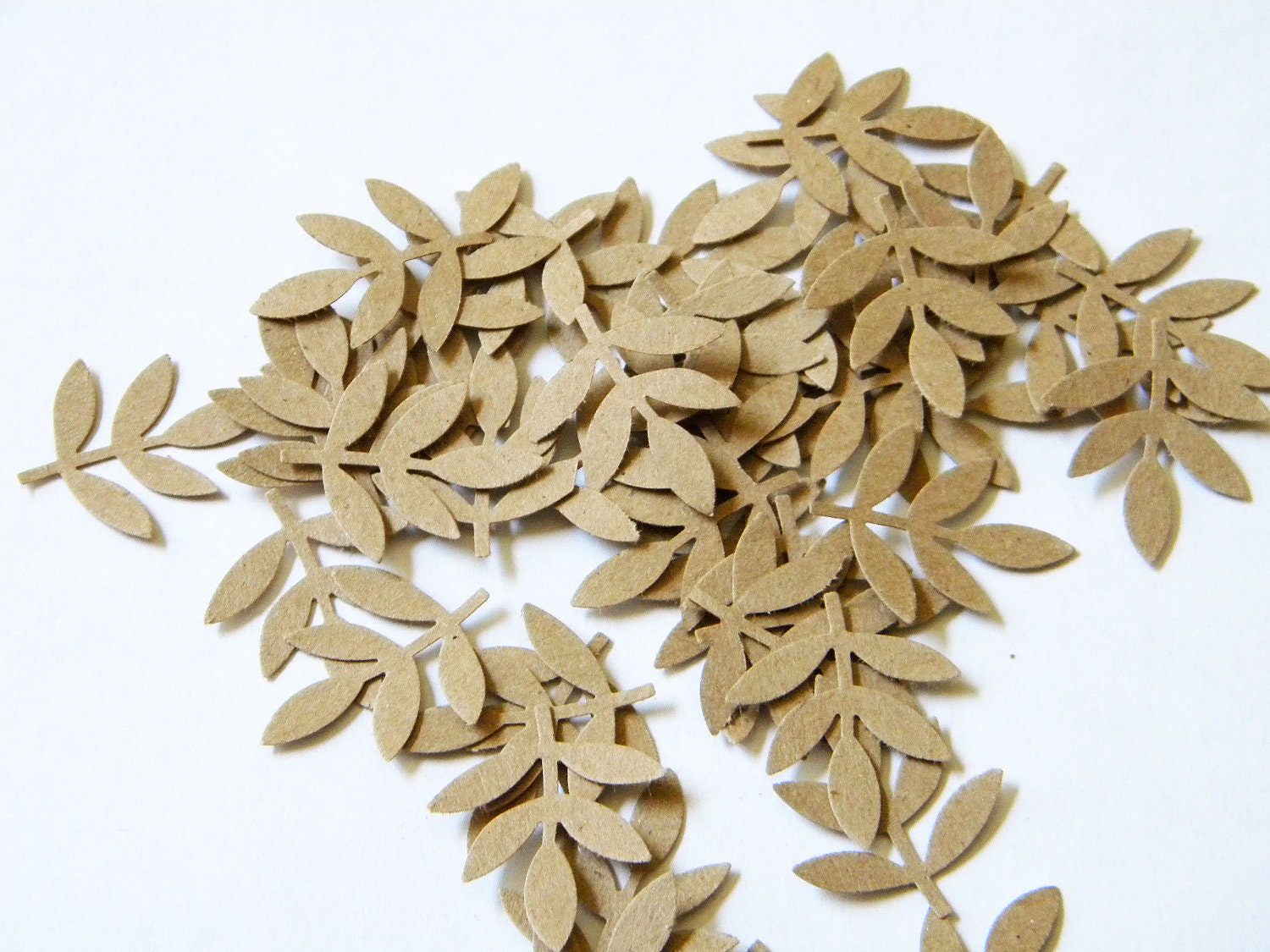 200 Wedding Brown Kraft Fronds Ferns Leaves Embellishments Confetti