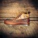 Handcrafted HIGHTOP Leather Boat Shoes - Oiled Tan Cowhide with Southwest Inspired Patterned Wool Detail - MADE to ORDER