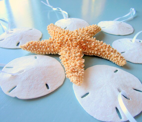 Beach Decor Shell Christmas Ornaments - Nautical Sand Dollar Holiday Ornaments, 1pc