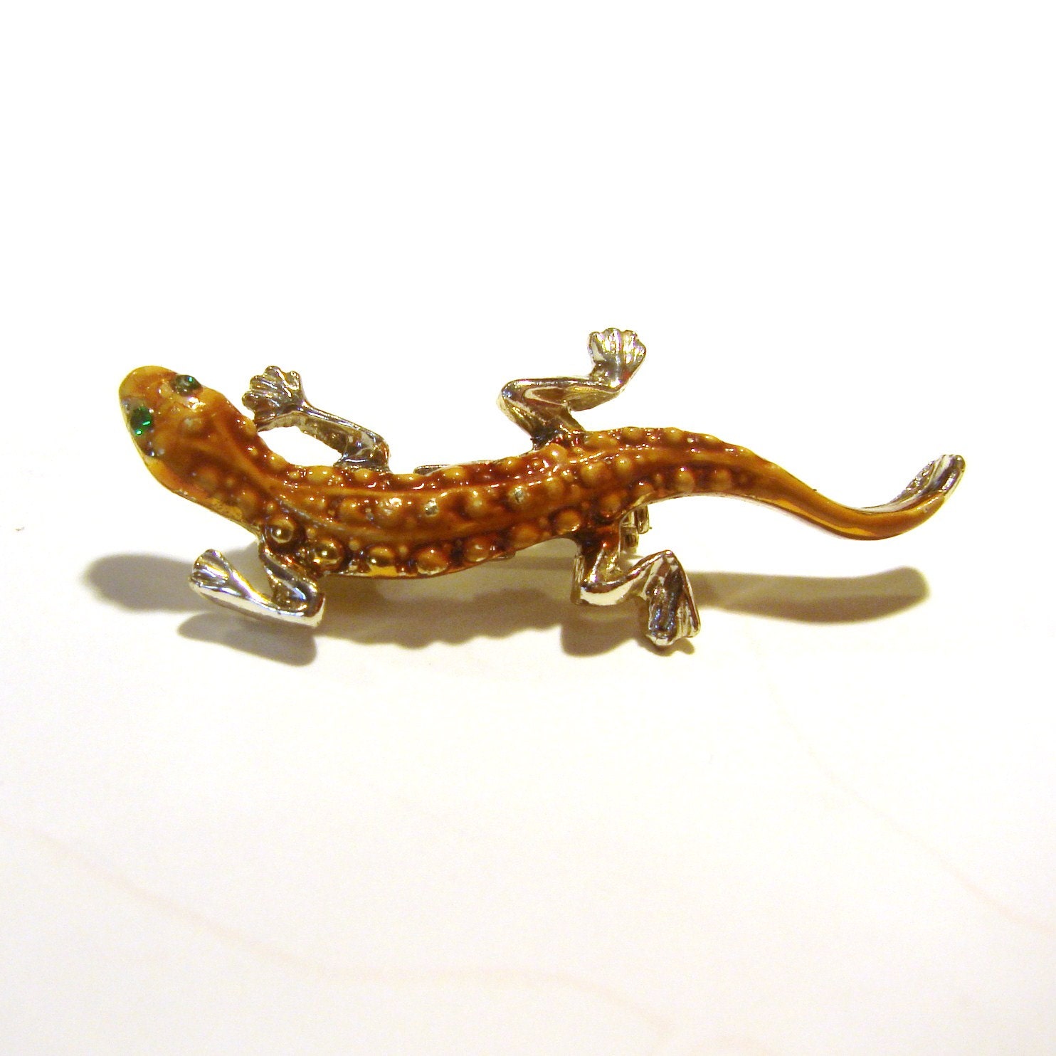 Salamander Pin with Rhinestone Eyes