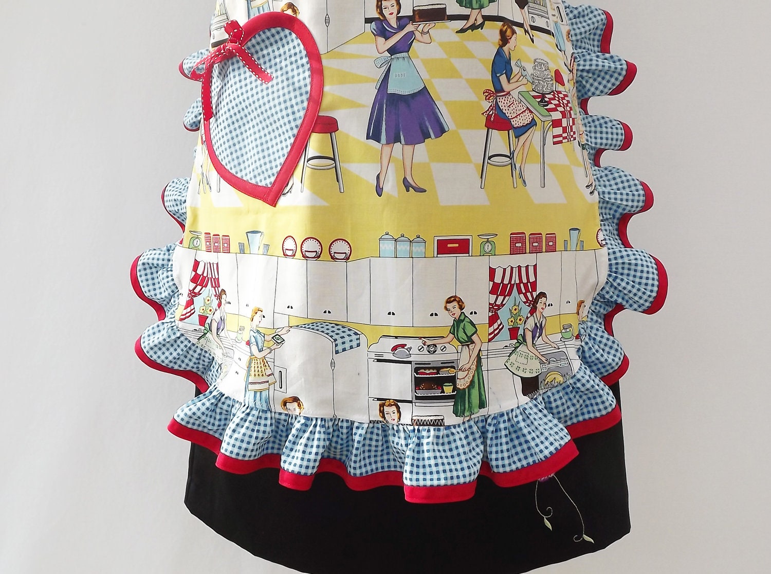 Apron- Home Ec by Michael Miller Ruffle Full Apron Reserved for sreid