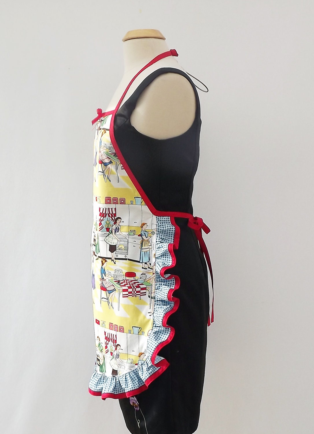 Apron- Home Ec by Michael Miller Ruffle Full Apron Reserved for sreid