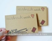 Set of 48 Handmade With Love Mini Cards, Hand Drawn, Illustration, Quote, Note cards, Mini Note cards 2.75 x 4.25 inches
