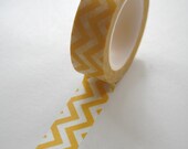 Washi Tape - 15mm - Yellow Chevron on White - Deco Paper Tape No. 468