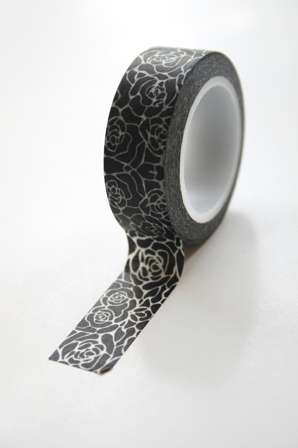 Washi Tape - 15mm - Black and White Flower Outline - Deco Paper Tape No. 442