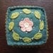 Embroidered Teal Green and Pink Wool Felt Pincushion