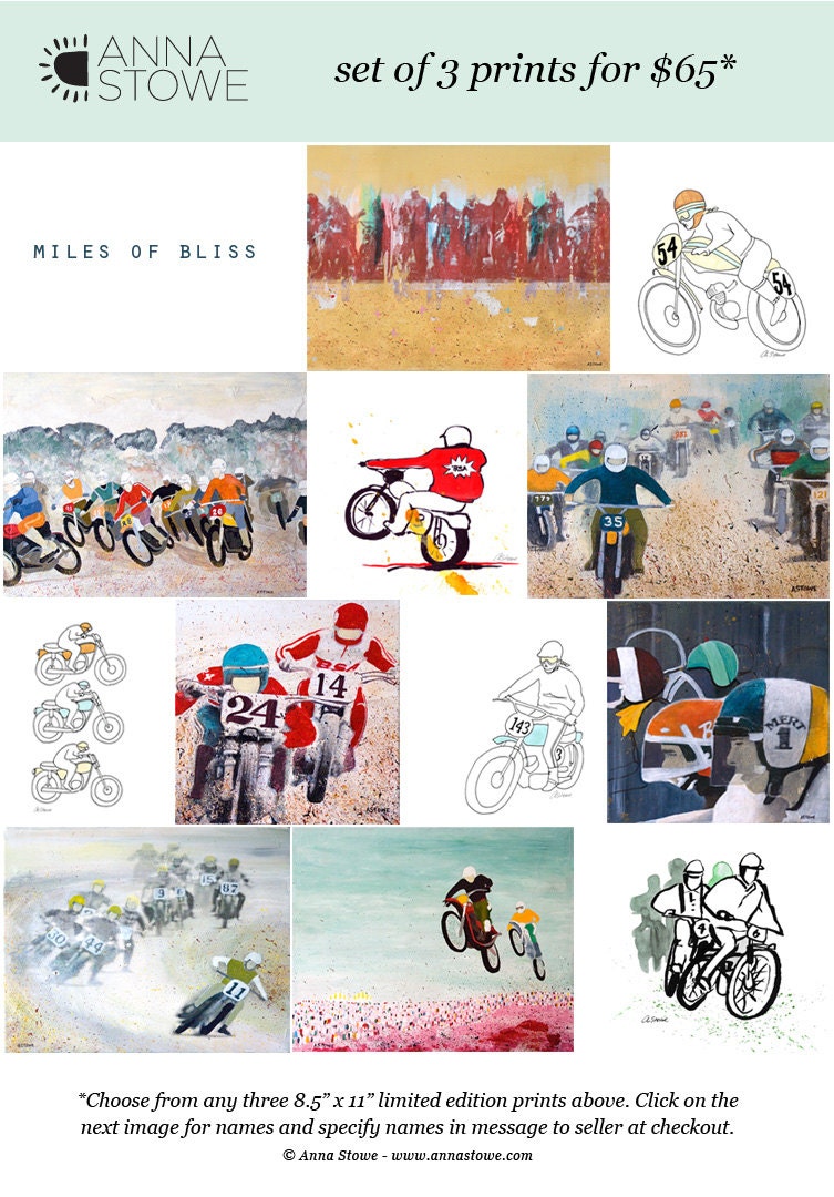 SALE  3 Motorcycle Prints - Your Choice - 8.5x11