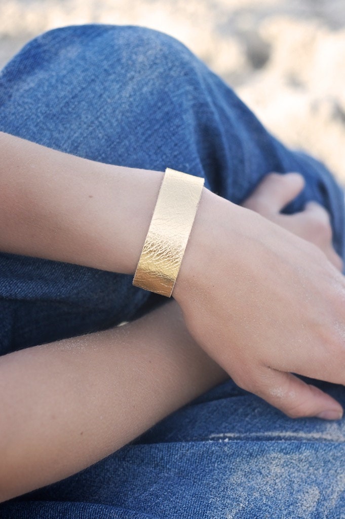 Gold metallic Leather  Wrist Wrap
