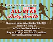 Custom Sports All Star Baby Shower or Birthday Invitation FOOTBALL BASEBALL GOLF