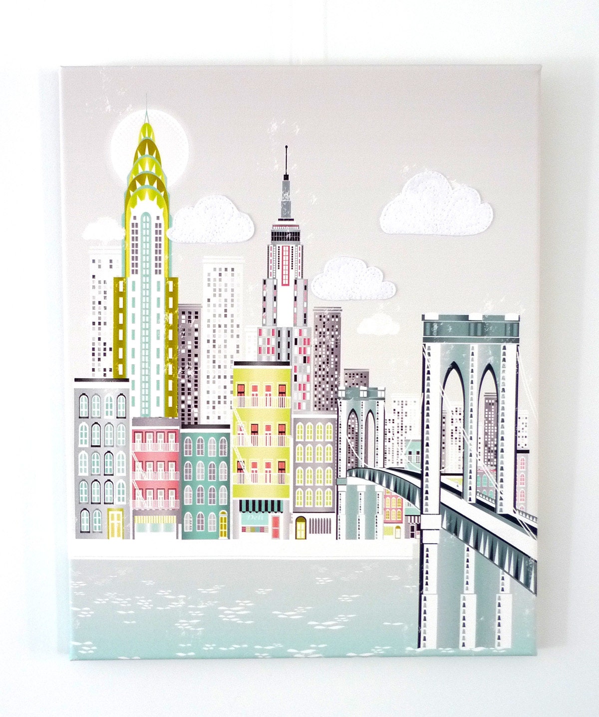 New York, Brooklyn bridge - Canvas, Textiles, Print - lauraamiss