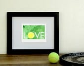 tennis love watercolor art print, lemon and lime